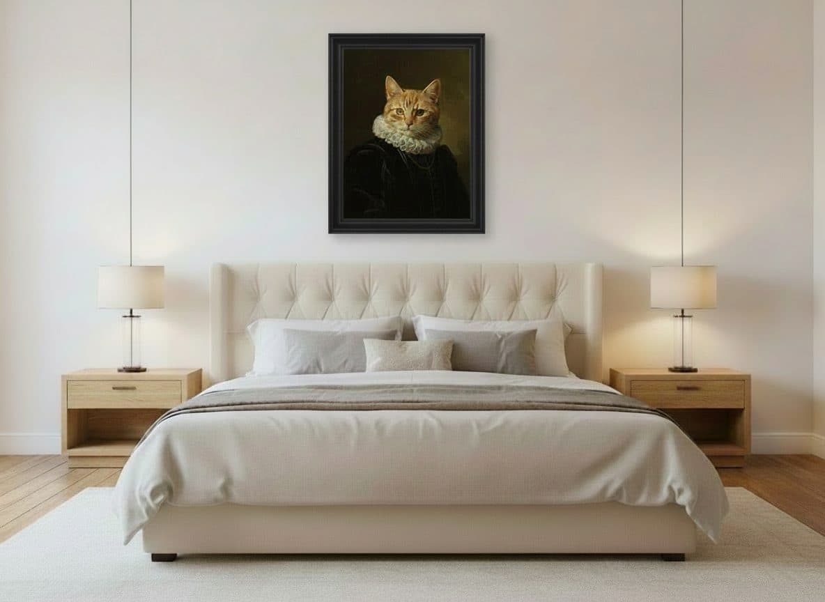 Portrait de chat dans une chambre