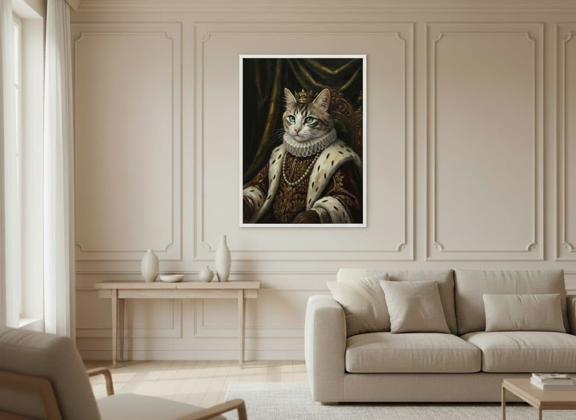 Portrait de chat dans un salon